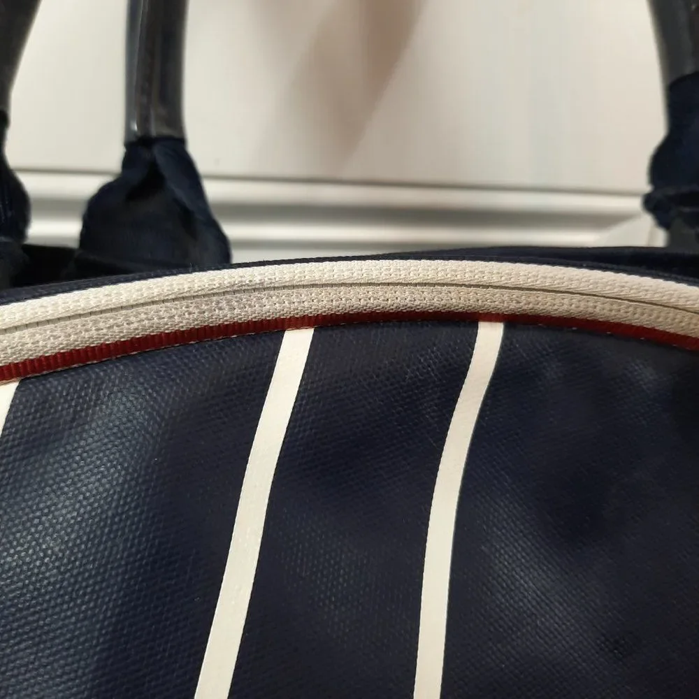 Tory Burch Sport Tennis Tote Bag pickle ball Navy Blue Racket stripes large READ